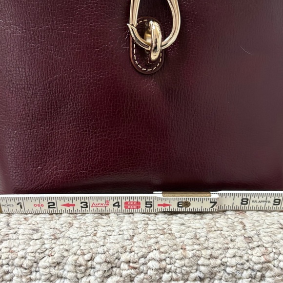 Dooney Burgundy Leather Bucket Bag with Gold Hardware with card wallet - Picture 12 of 16